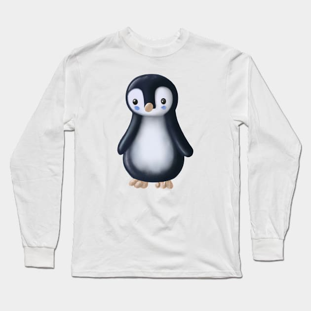 Cute Penguin Drawing Long Sleeve T-Shirt by Play Zoo